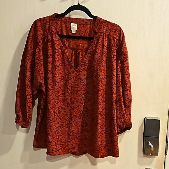 Roan + Ryan Evereve Red Olivia Leopard Blouse L NWOT - Picture 4 of 8